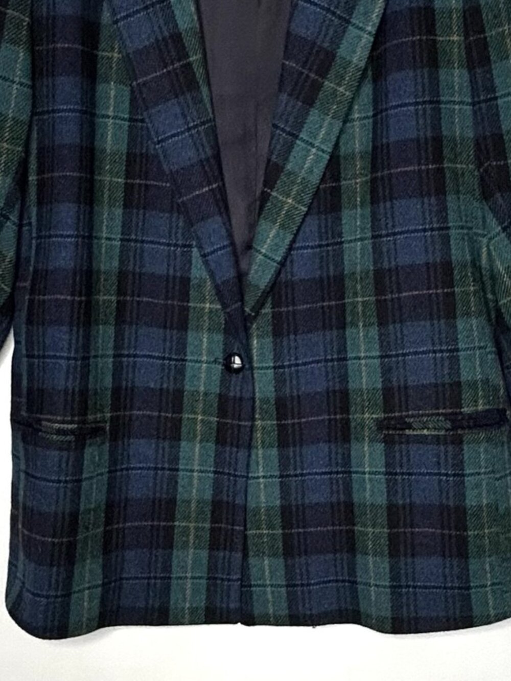 Vintage Dumas Women’s Blazer XL Blue and Green Plaid Wool-Touch Made in USA - Picture 4 of 10